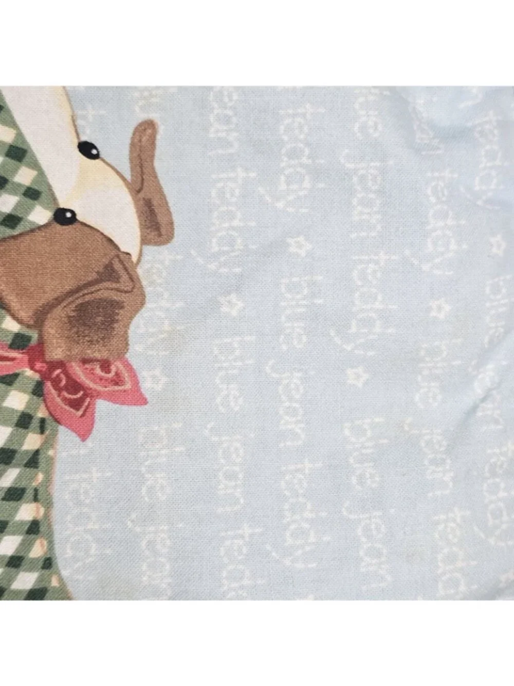 VTG Blue Jean Teddy Bear Blanket Quilt Springs Industries